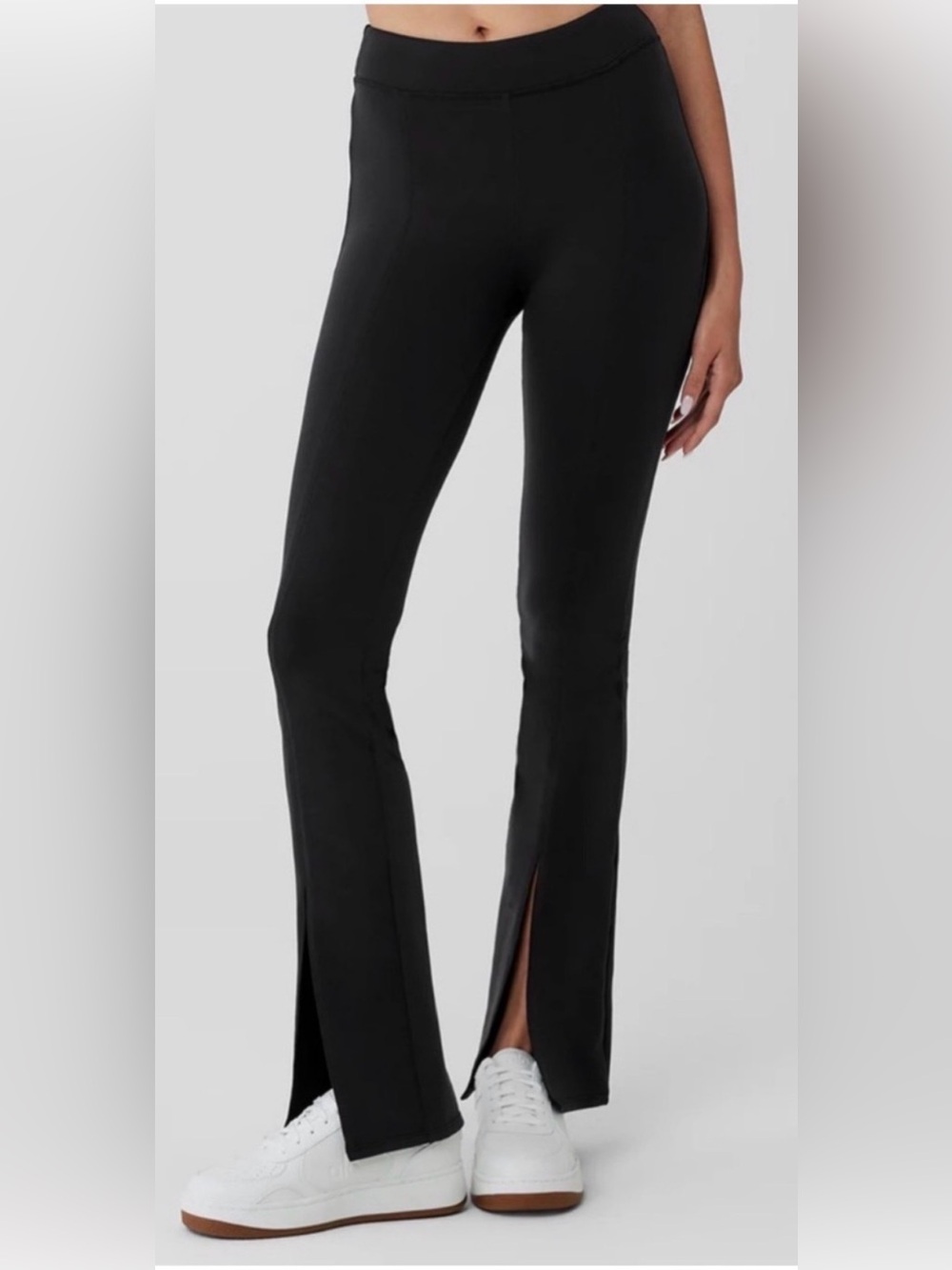 Alo Black Front Slits Flare  Pants